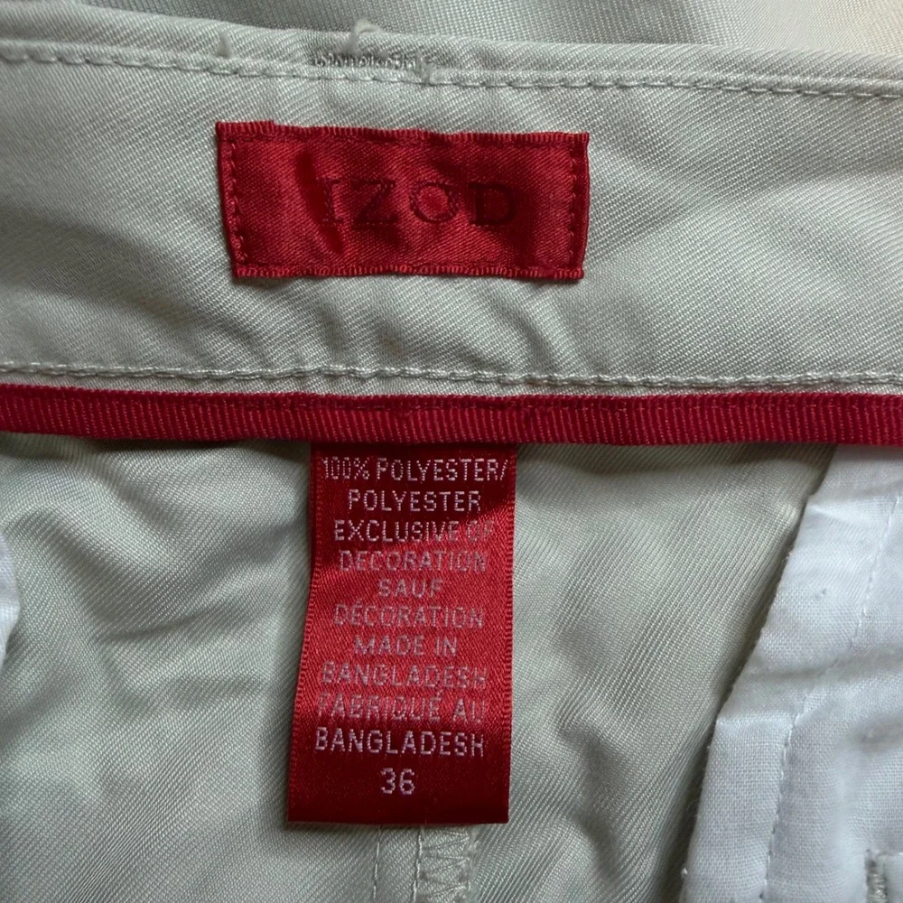 Lot 2 IZOD Mens Golf Shorts Size 36 Khaki Stone Beige Performance Flat Front